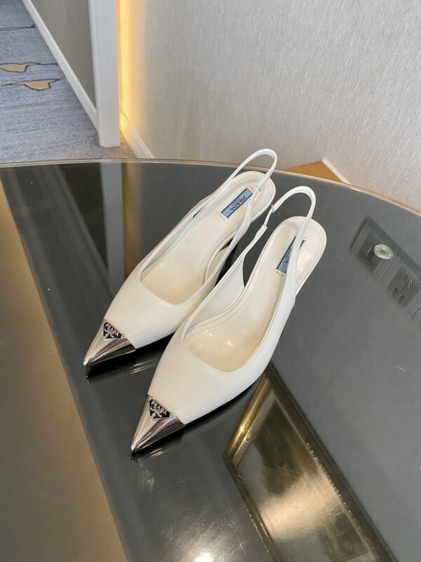Prada Brushed Slingback Pumps White For Women 2.9in/75mm PRD 