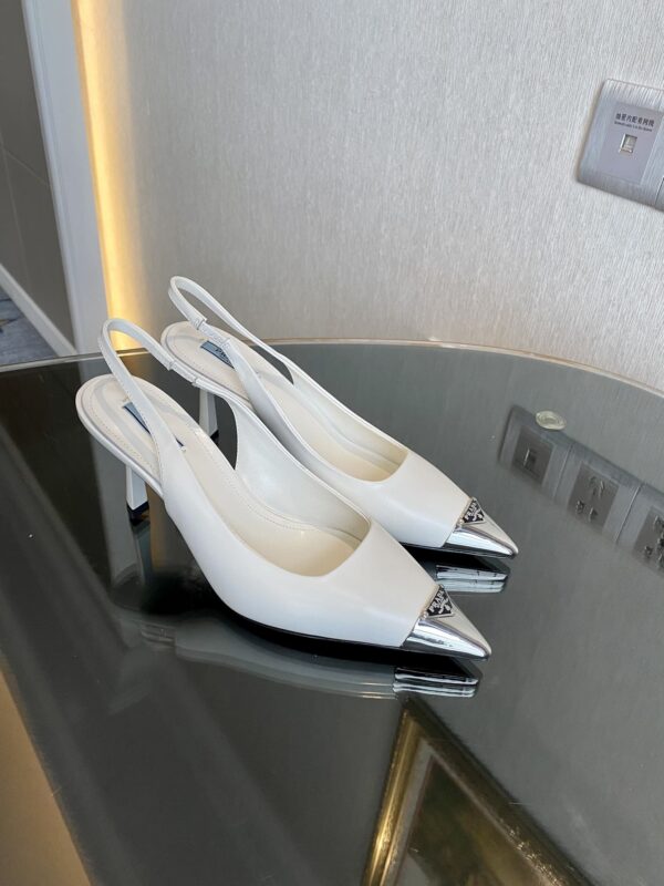 Prada Brushed Slingback Pumps White For Women 2.9in/75mm PRD 