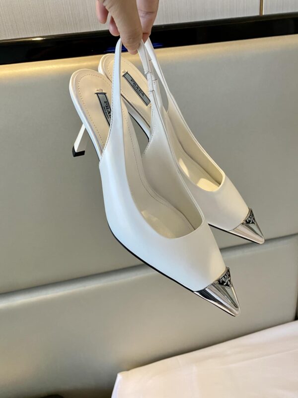 Prada Brushed Slingback Pumps White For Women 2.9in/75mm PRD 