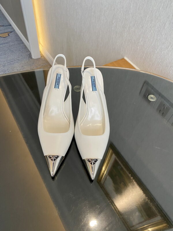 Prada Brushed Slingback Pumps White For Women 2.9in/75mm PRD 