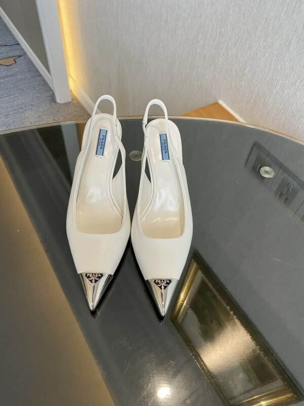 Prada Brushed Slingback Pumps White For Women 2.9in/75mm PRD 
