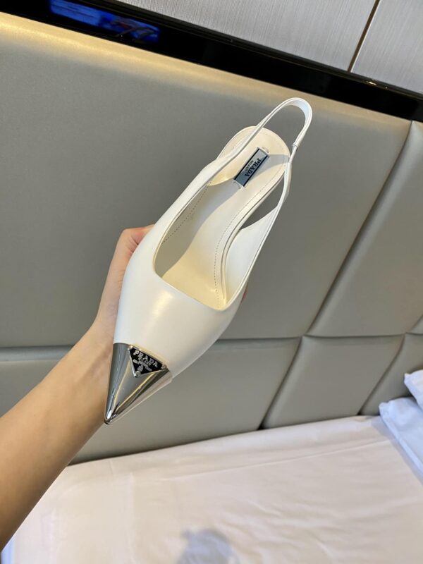 Prada Brushed Slingback Pumps White For Women 2.9in/75mm PRD 