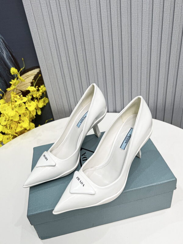 Prada Brushed Slingback Pumps White For Women PRD