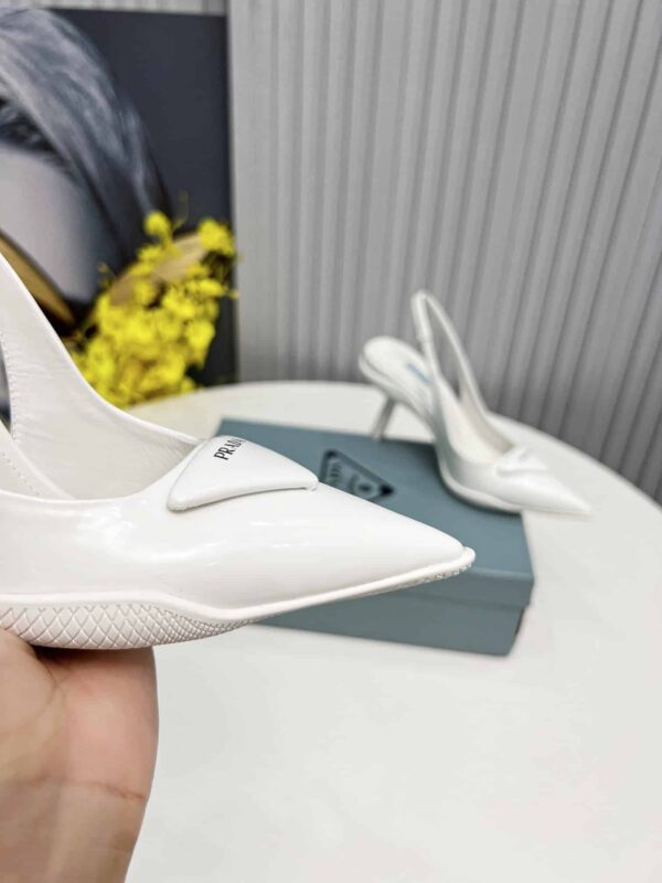 Prada Brushed Slingback Pumps White For Women PRD 