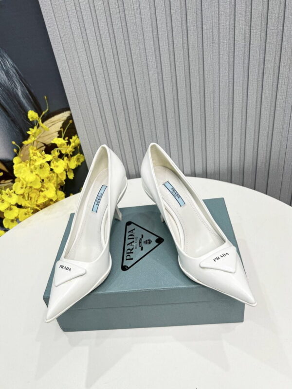 Prada Brushed Slingback Pumps White For Women PRD