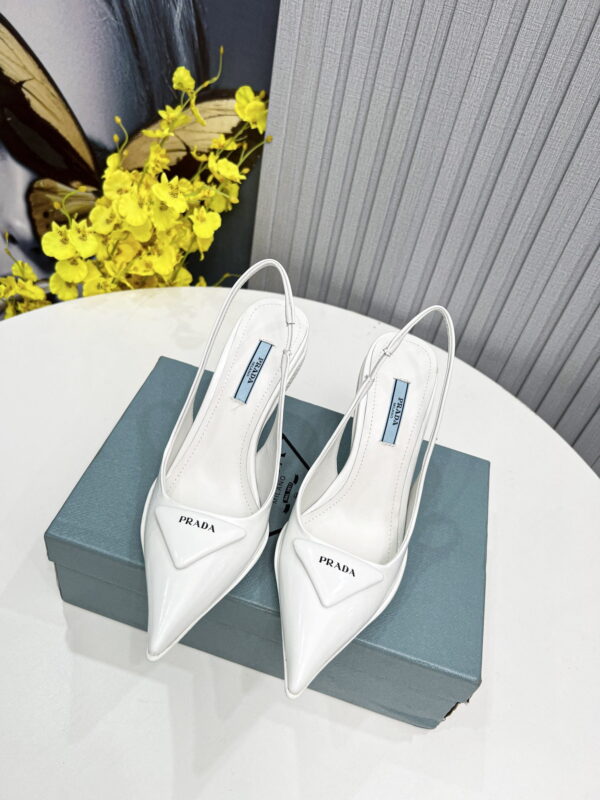 Prada Brushed Slingback Pumps White For Women PRD 