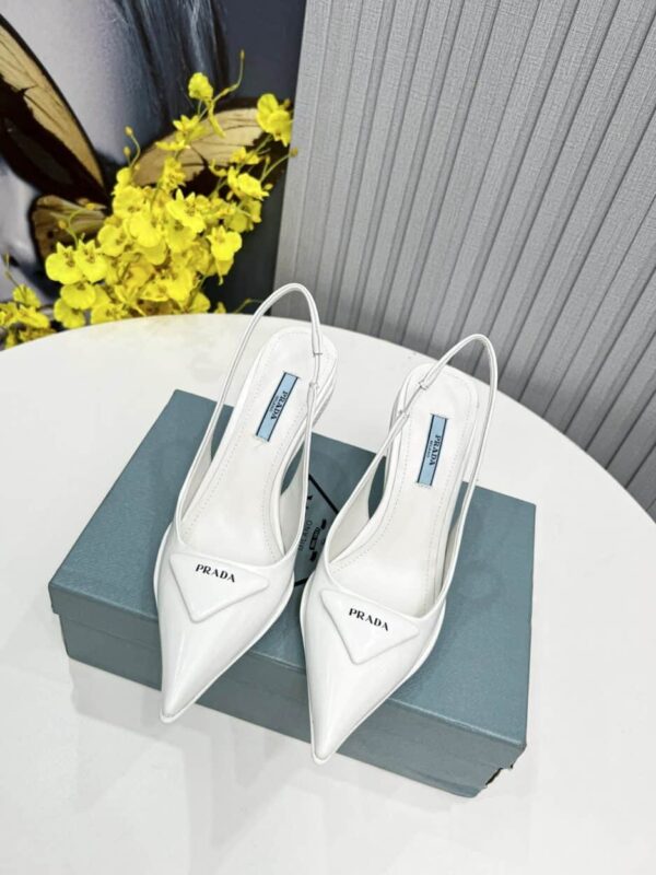 Prada Brushed Slingback Pumps White For Women PRD 