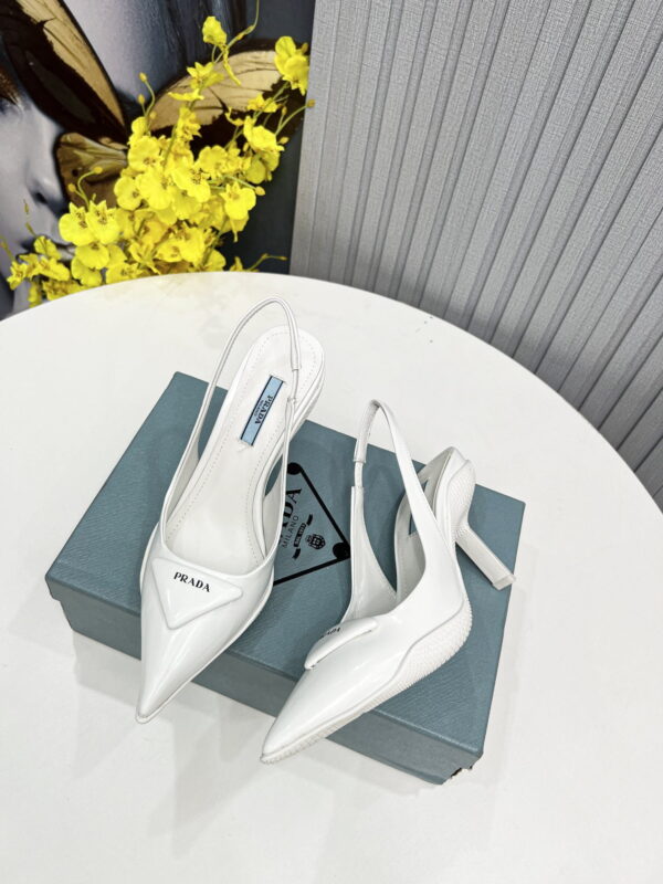 Prada Brushed Slingback Pumps White For Women PRD 
