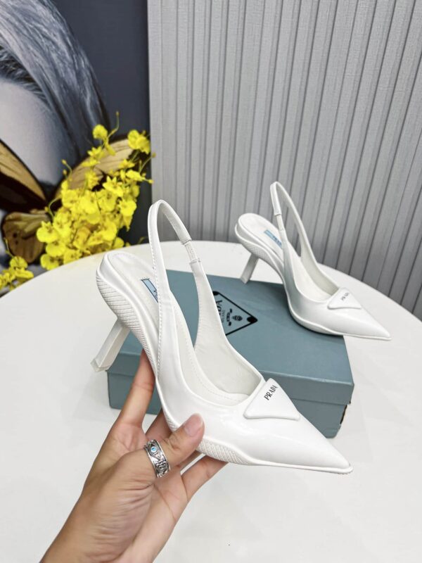 Prada Brushed Slingback Pumps White For Women PRD 