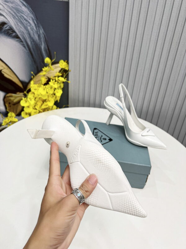Prada Brushed Slingback Pumps White For Women PRD 