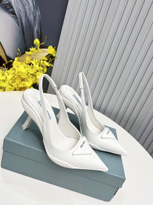 Prada Brushed Slingback Pumps White For Women PRD 