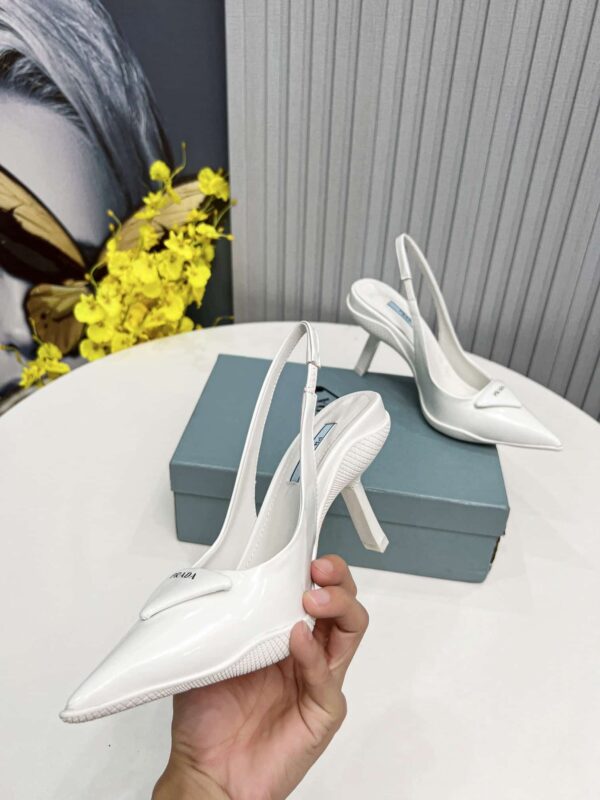 Prada Brushed Slingback Pumps White For Women PRD 