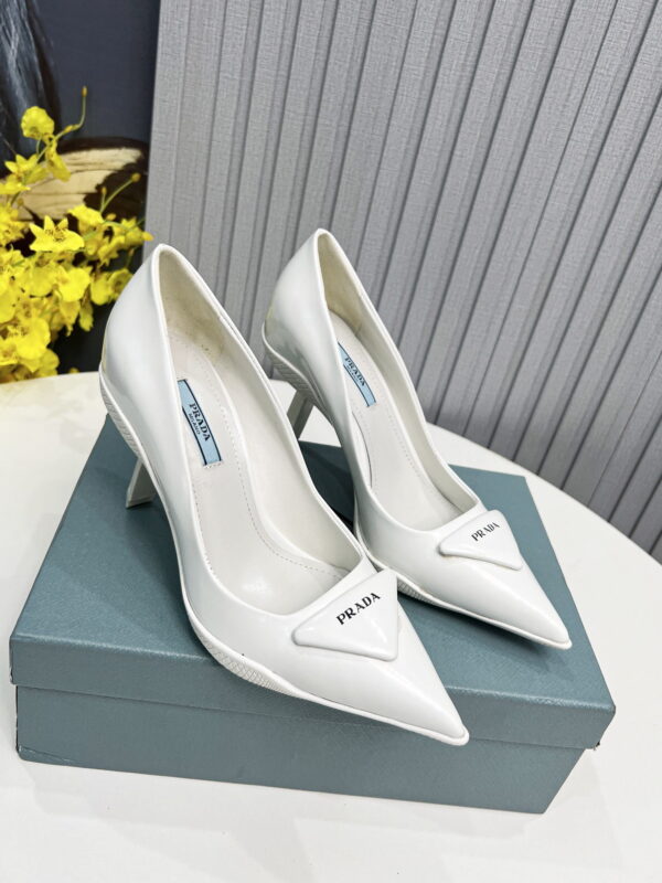Prada Brushed Slingback Pumps White For Women PRD