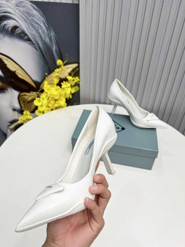 Prada Brushed Slingback Pumps White For Women PRD