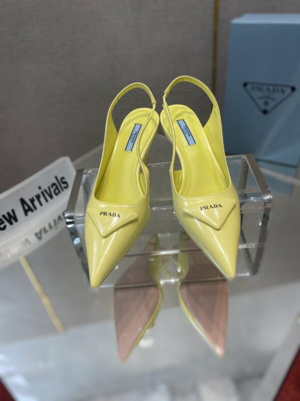 Prada Brushed Slingback Pumps Yellow For Women 2.6in/65mm PRD