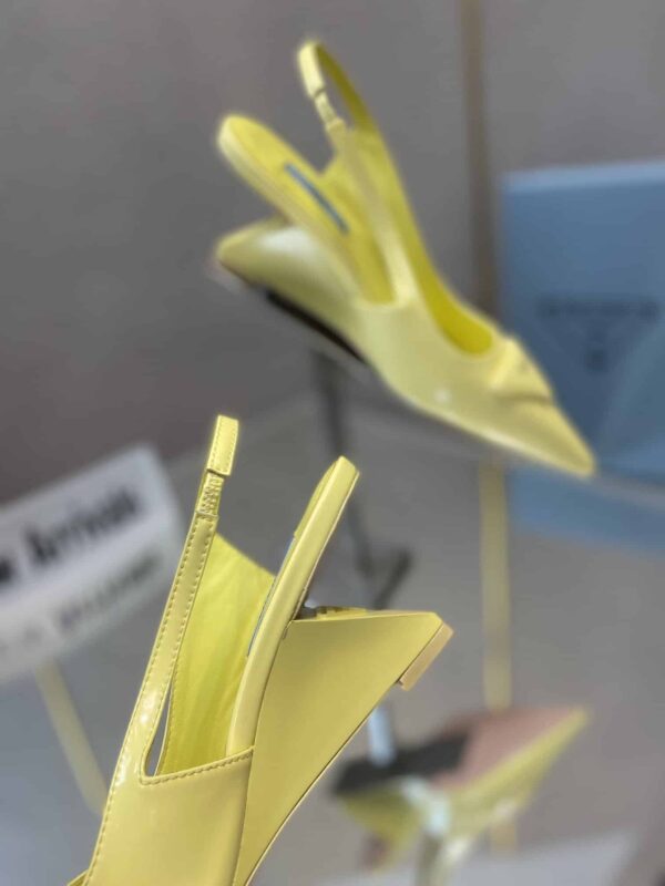 Prada Brushed Slingback Pumps Yellow For Women 2.6in/65mm PRD