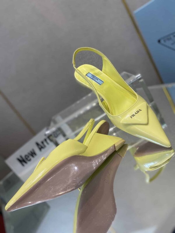 Prada Brushed Slingback Pumps Yellow For Women 2.6in/65mm PRD