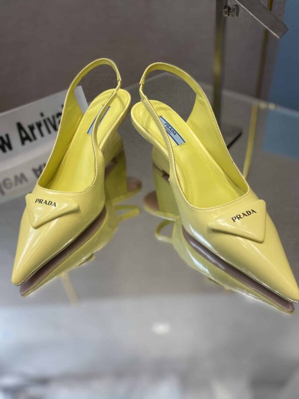 Prada Brushed Slingback Pumps Yellow For Women 2.6in/65mm PRD