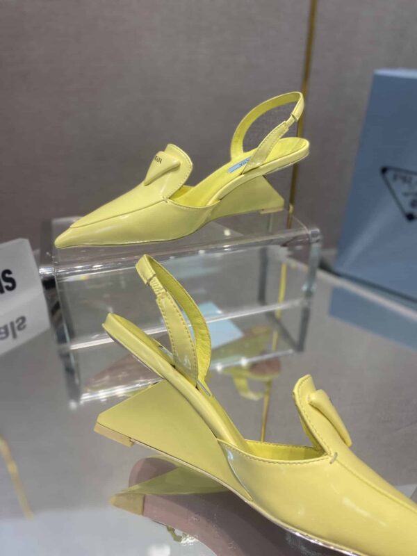 Prada Brushed Slingback Pumps Yellow For Women 2.6in/65mm PRD