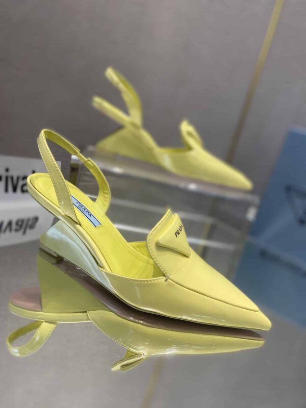 Prada Brushed Slingback Pumps Yellow For Women 2.6in/65mm PRD
