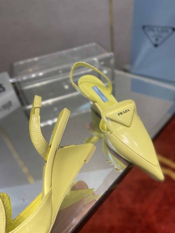 Prada Brushed Slingback Pumps Yellow For Women 2.6in/65mm PRD