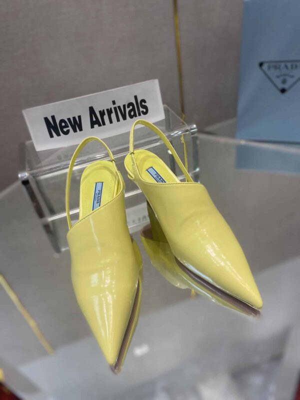 Prada Brushed Slingback Pumps Yellow For Women 2.6in/65mm PRD