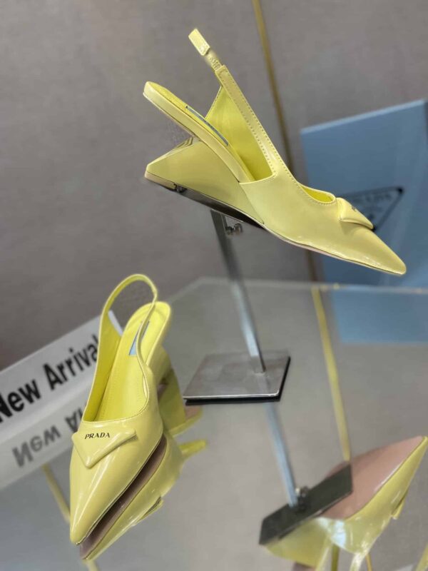 Prada Brushed Slingback Pumps Yellow For Women 2.6in/65mm PRD