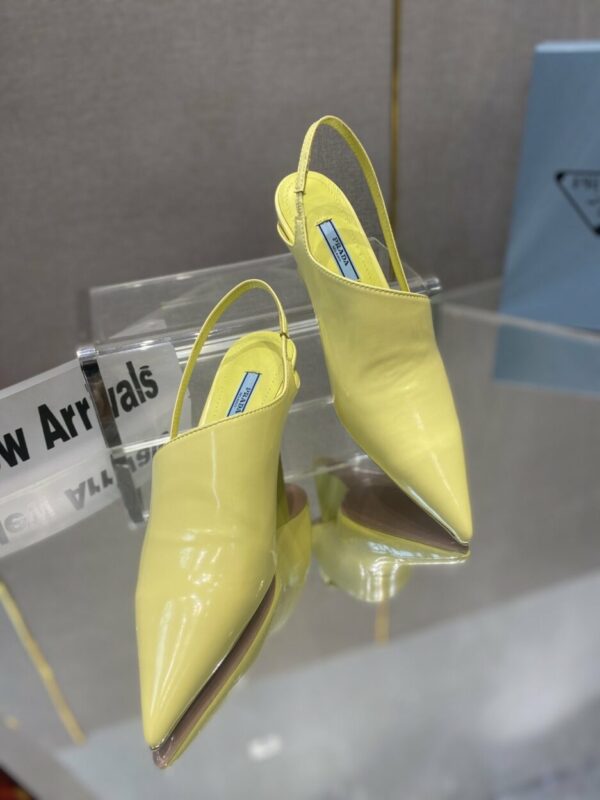 Prada Brushed Slingback Pumps Yellow For Women 2.6in/65mm PRD