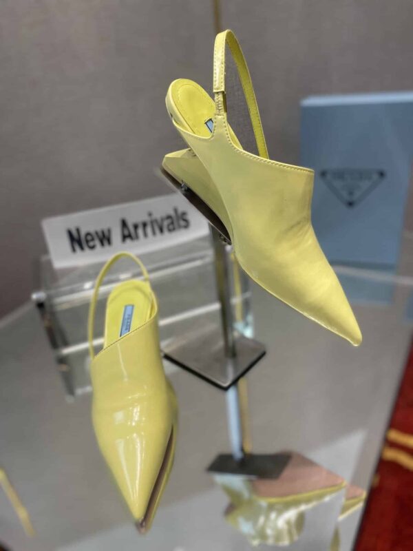 Prada Brushed Slingback Pumps Yellow For Women 2.6in/65mm PRD