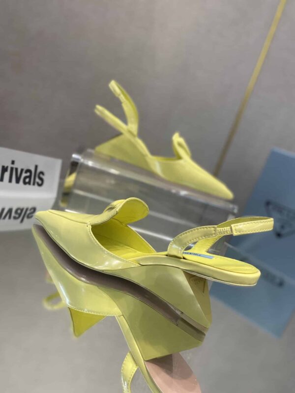 Prada Brushed Slingback Pumps Yellow For Women 2.6in/65mm PRD