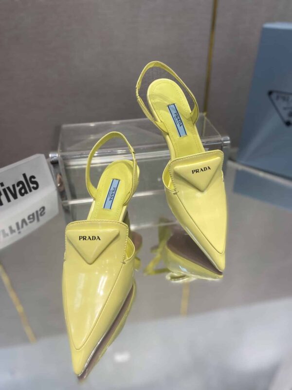 Prada Brushed Slingback Pumps Yellow For Women 2.6in/65mm PRD