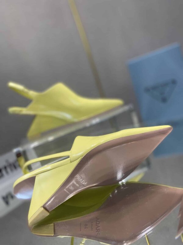 Prada Brushed Slingback Pumps Yellow For Women 2.6in/65mm PRD