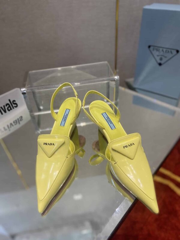 Prada Brushed Slingback Pumps Yellow For Women 2.6in/65mm PRD