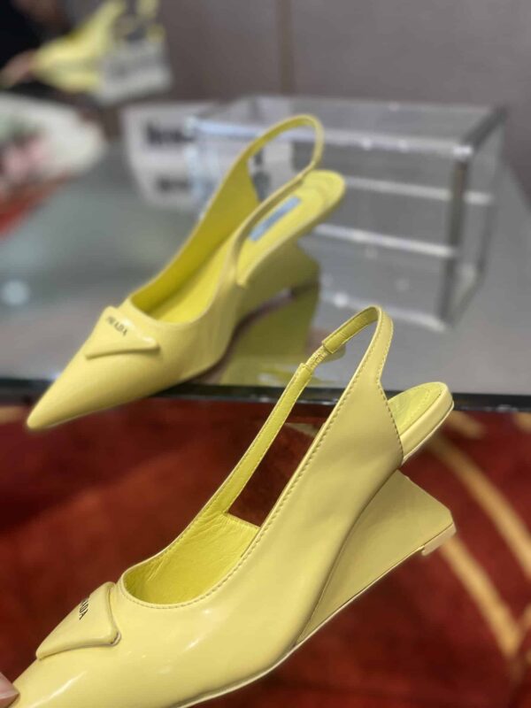 Prada Brushed Slingback Pumps Yellow For Women 2.6in/65mm PRD
