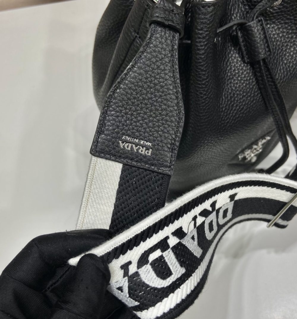 Prada Bucket Bag Black For Women, Women's Bags 9.8in/25cm 1BE060_2DKV_F0002_V_3OO