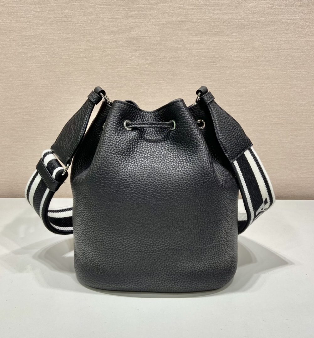 Prada Bucket Bag Black For Women, Women's Bags 9.8in/25cm 1BE060_2DKV_F0002_V_3OO