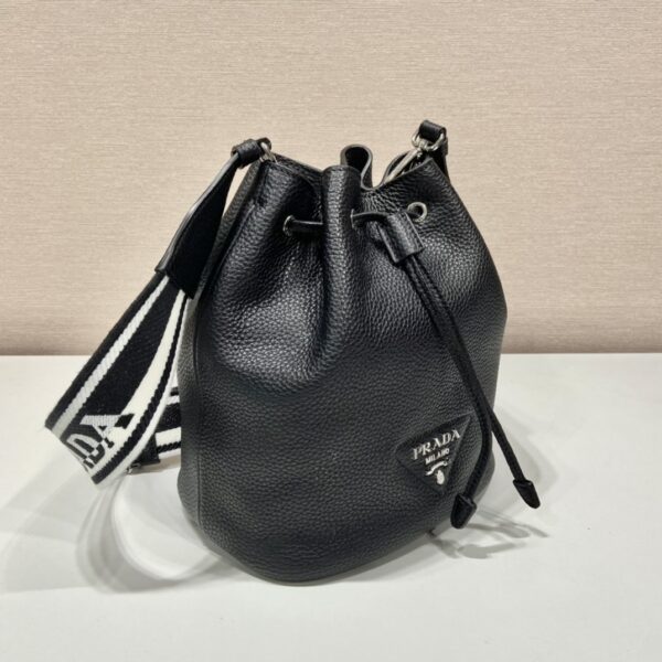 Prada Bucket Bag Black For Women, Women's Bags 9.8in/25cm 1BE060_2DKV_F0002_V_3OO