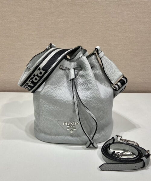 Prada Bucket Bag Grey For Women, Women's Bags 9.8in/25cm