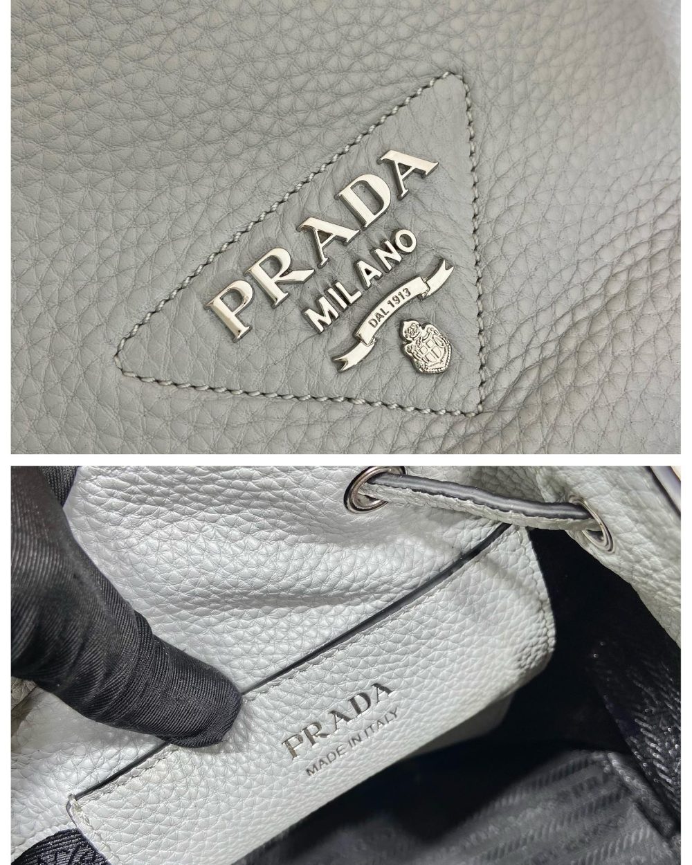 Prada Bucket Bag Grey For Women, Women's Bags 9.8in/25cm