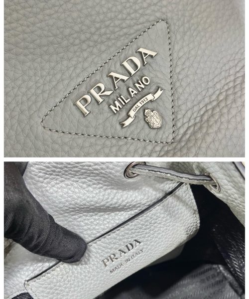 Prada Bucket Bag Grey For Women, Women's Bags 9.8in/25cm