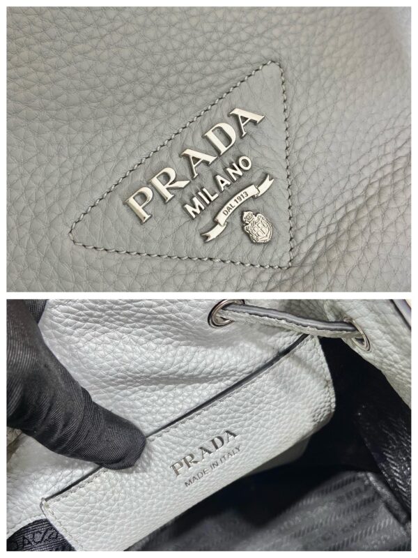 Prada Bucket Bag Grey For Women, Women's Bags 9.8in/25cm