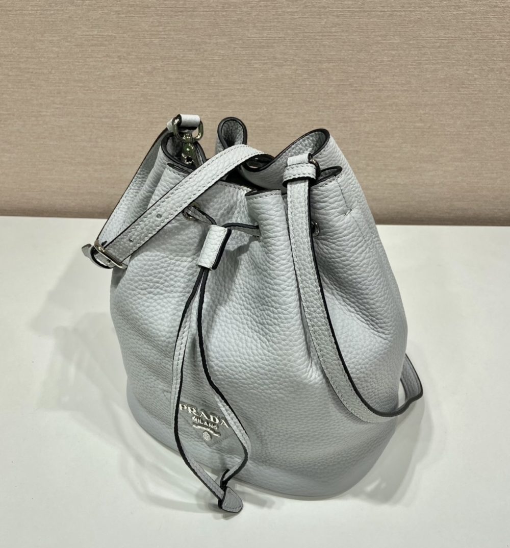 Prada Bucket Bag Grey For Women, Women's Bags 9.8in/25cm