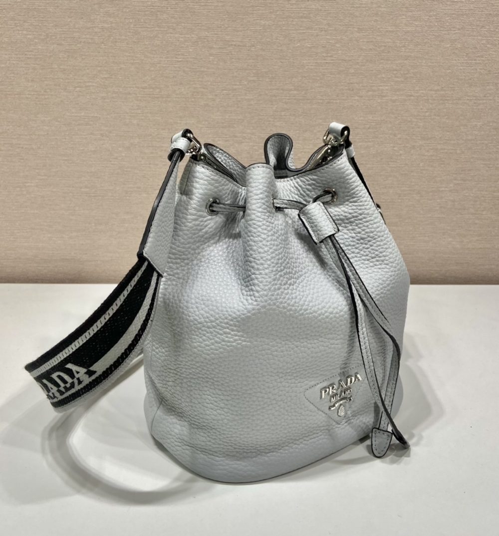 Prada Bucket Bag Grey For Women, Women's Bags 9.8in/25cm