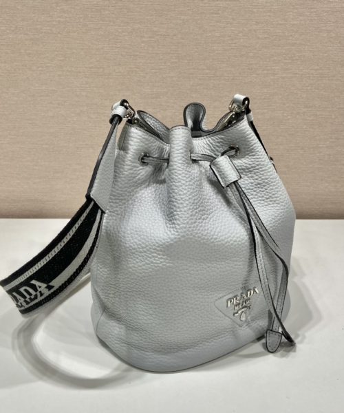 Prada Bucket Bag Grey For Women, Women's Bags 9.8in/25cm