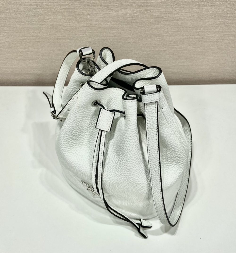 Prada Bucket Bag White For Women, Women's Bags 9.8in/25cm 1BE060_2DKV_F0009_V_3OO