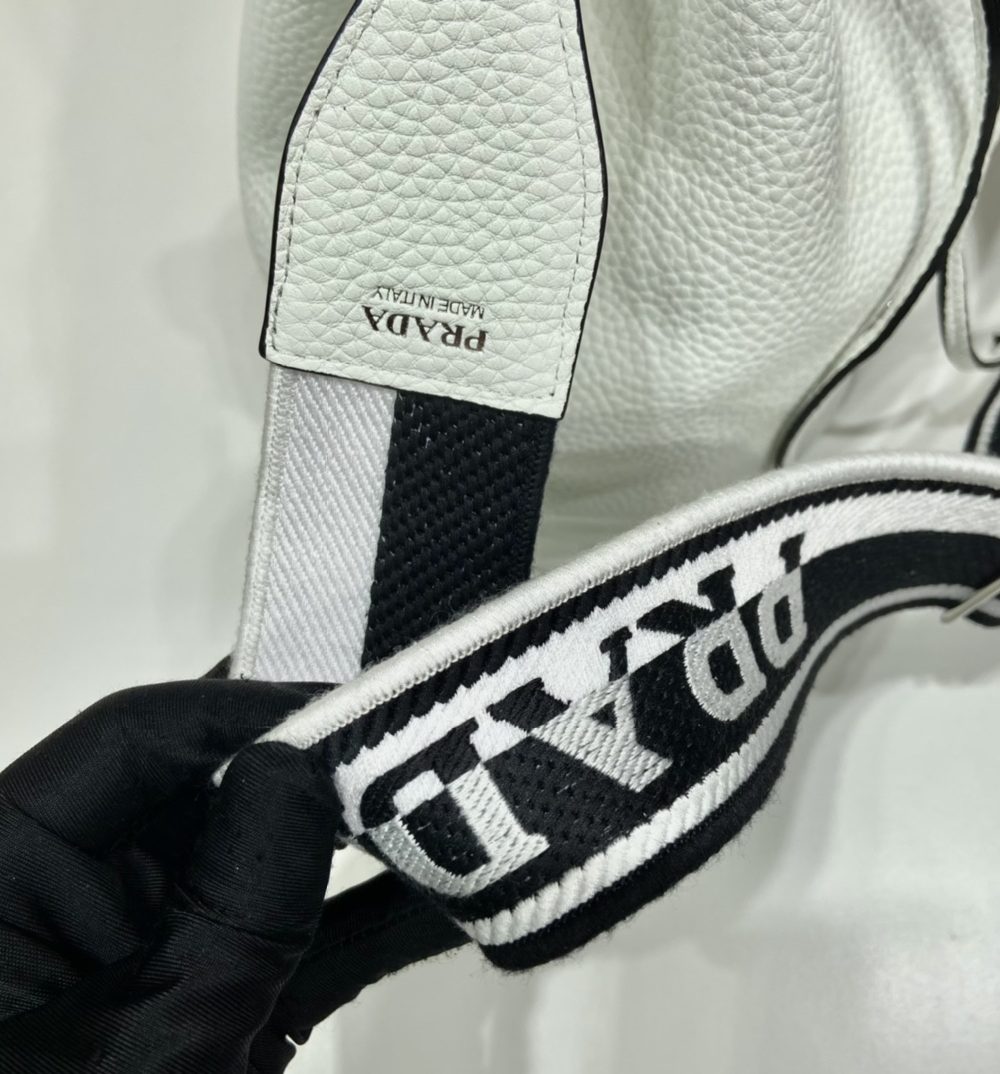 Prada Bucket Bag White For Women, Women's Bags 9.8in/25cm 1BE060_2DKV_F0009_V_3OO