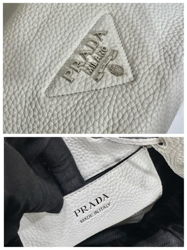 Prada Bucket Bag White For Women, Women's Bags 9.8in/25cm 1BE060_2DKV_F0009_V_3OO