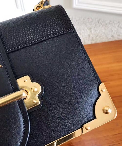 Prada Cahier Bag Black For Women, Women's Bags 7.9in/20cm