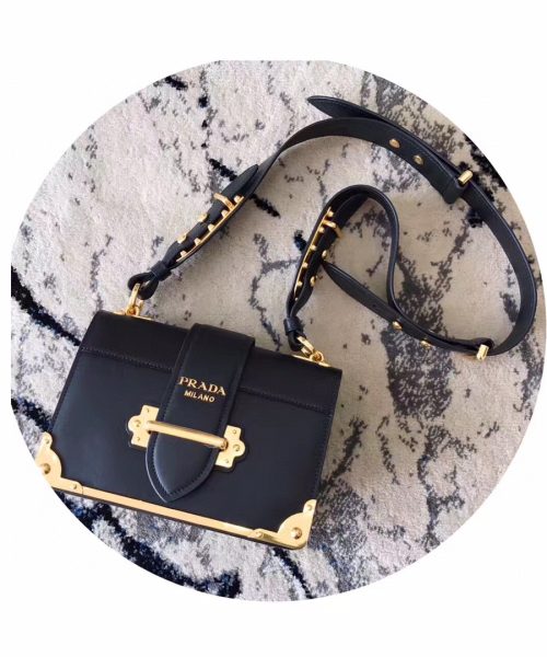 Prada Cahier Bag Black For Women, Women's Bags 7.9in/20cm