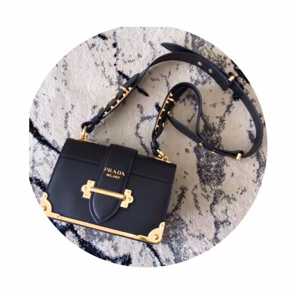 Prada Cahier Bag Black For Women, Women's Bags 7.9in/20cm